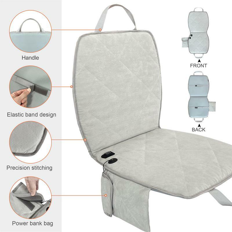 Cojín de asiento con calefacción portátil, asiento eléctrico con Control inteligente de temperatura, calentador de silla para exteriores para acampar