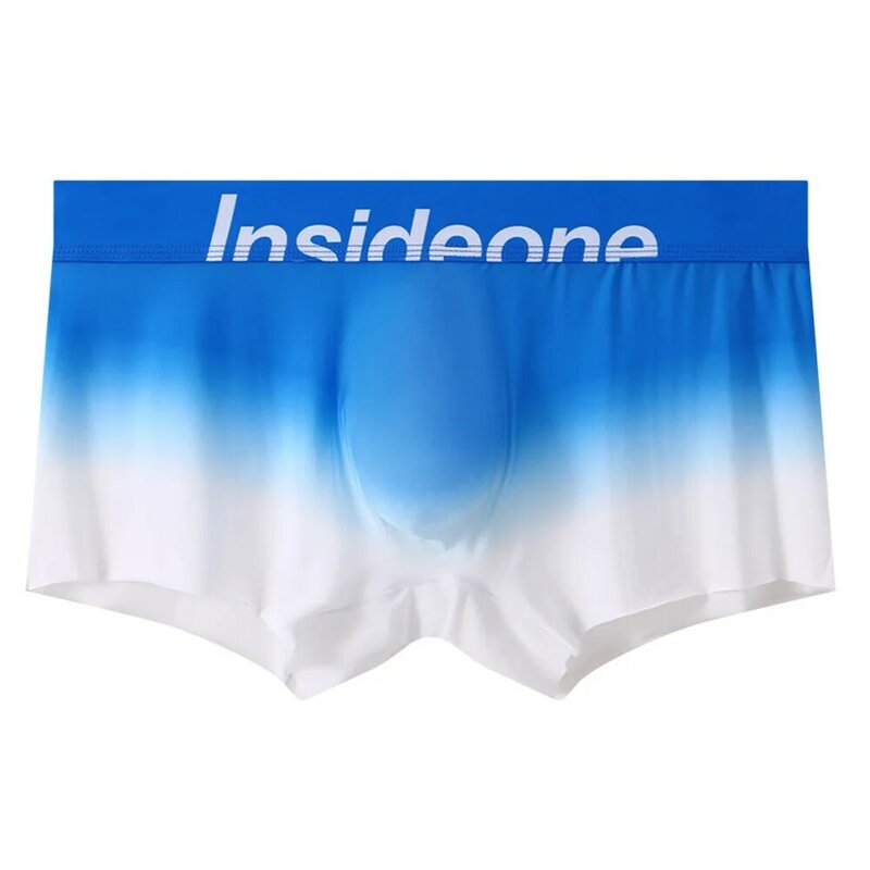 Sexy Men Ice Silk Boxer Gradient Seamless Underwear Bugle Pouch Waistband Briefs Comfort Flex Panties Elasticity Lingerie