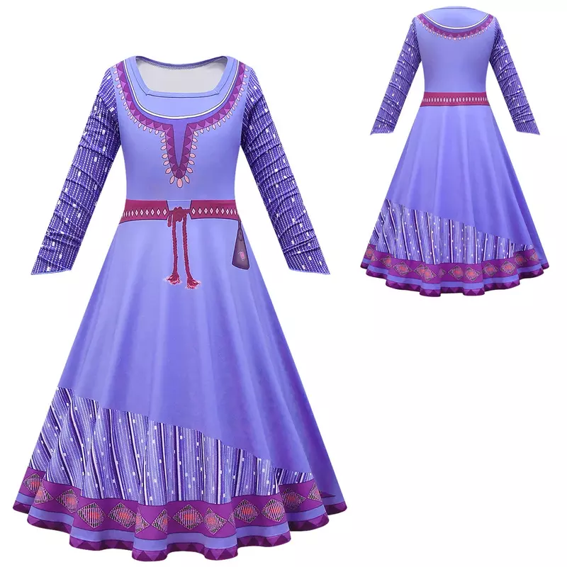 Платье с надписью «Wish Dress Up» для девочек, костюм «Asha Cospaly», платье принцессы на Хэллоуин, карнавальный костюм на день рождения, наряд для маленьких девочек