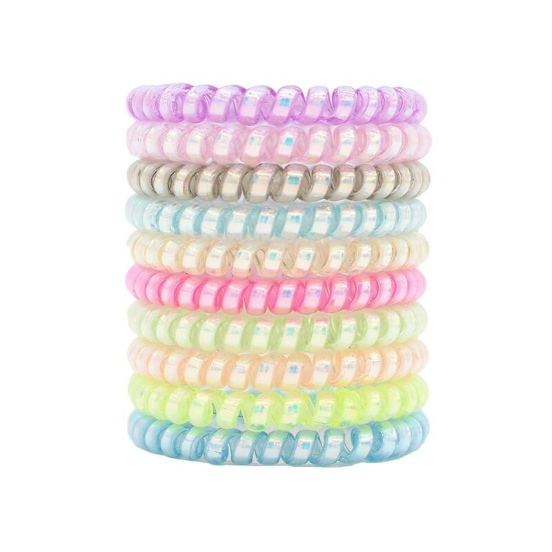 10 sztuk moda z najwyższej półki lody kolorowe spiralne Spin śruba przewód telefoniczny gumki do włosów perłowe Premium plastikowe gumki kucyki