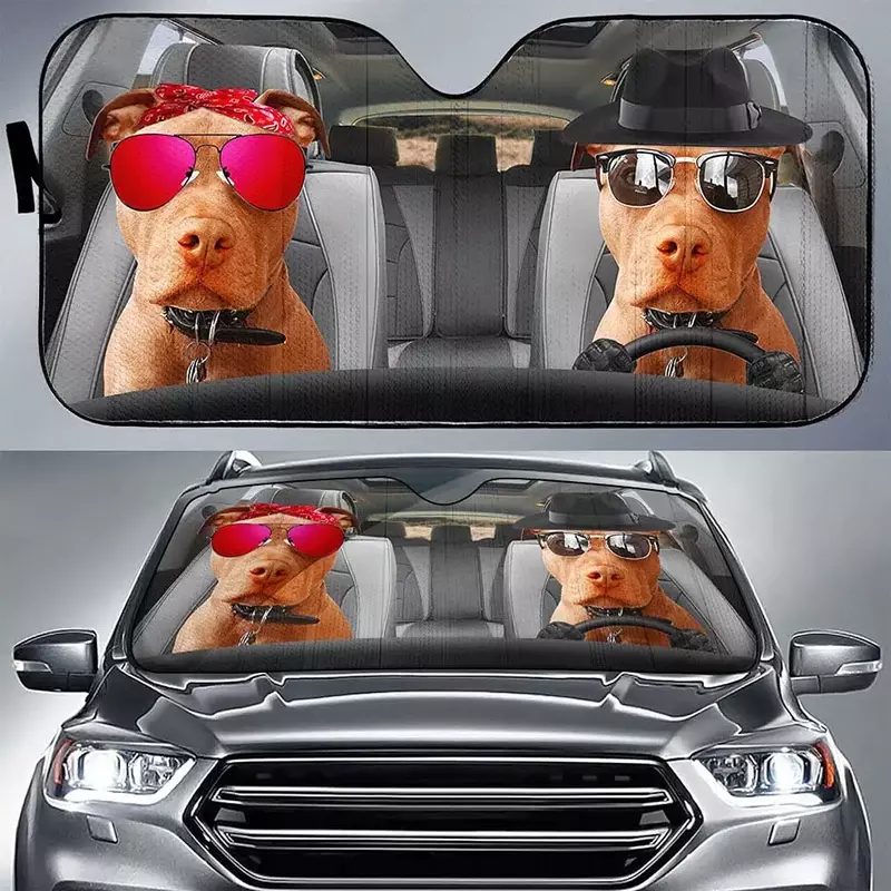 PASSE Amerika Pit Bull anjing anjing mengemudi kaca depan otomatis naungan matahari, anjing ibu lipat Visor kerai untuk mobil truk SUV untuk menjaga Yo