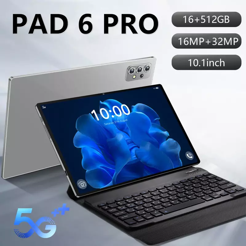 Tableta PAD 6 PRO versión Global, Tablet con Android 13, 10,1 pulgadas, 16GB, 512GB, 5G, SIM Dual, llamadas telefónicas, GPS, Bluetooth, WiFi, Google, PC