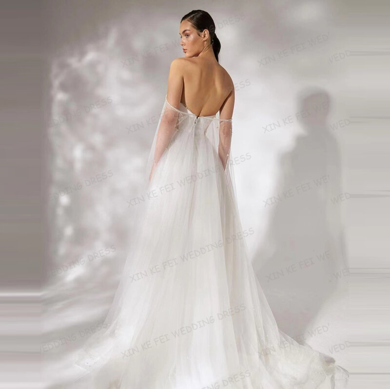 Женское кружевное свадебное платье It's yiiya, белое платье трапециевидной формы с открытыми плечами на лето 2024