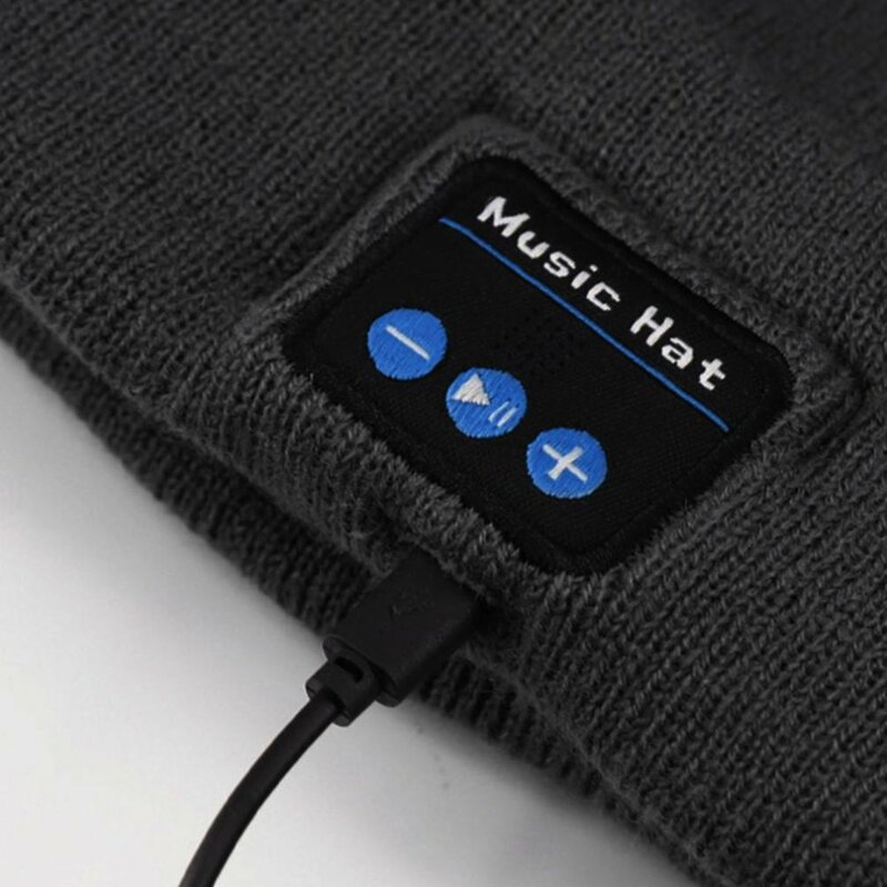 Czapka Beanie bez użycia rąk, Led z Bluetooth czapka o wysokiej jasności, podświetlana, bezprzewodowa muzyka, zimowa ciepła czapeczka do nocnego joggingu
