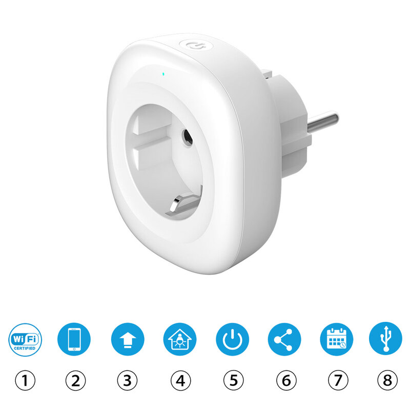 Mini Wifi Remote Control Smart Socket EU Power Plug Mobile APP Remote Control Energy Monitor Works with Alexa Google Home