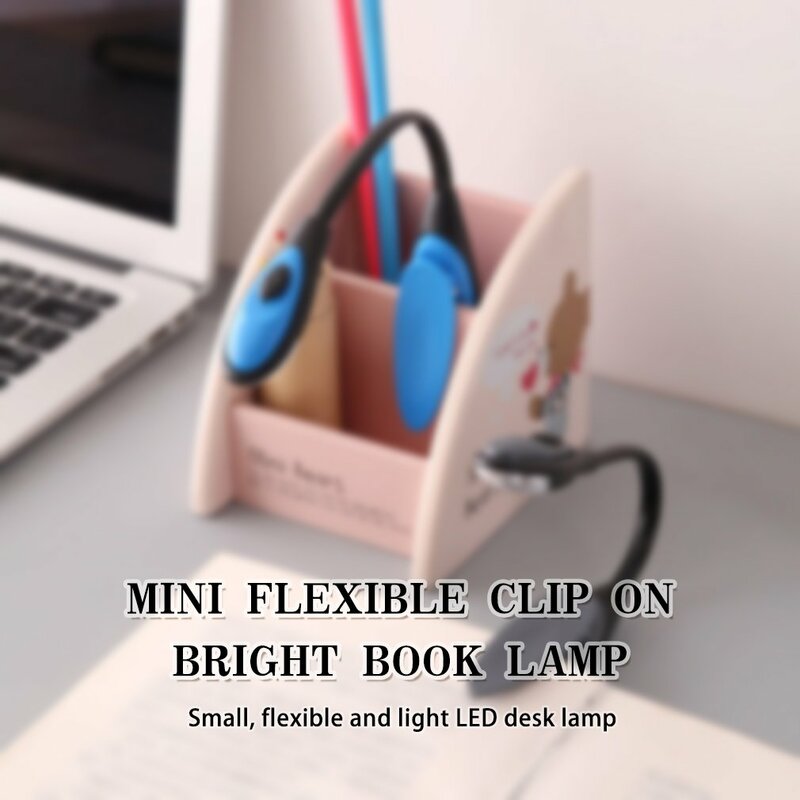Mini lampe LED flexible à clipser pour la lecture de livres, lumière blanche pour ordinateur portable, lampe portable compacte, lumières de dortoir pour étudiants