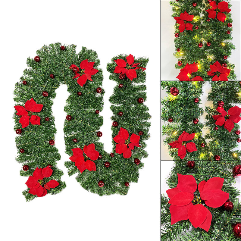 2.7m Christmas Rattan Wreath LED Light Luxury Christmas Decorations Garland Decoration Rattan with Lights Xmas Home Party