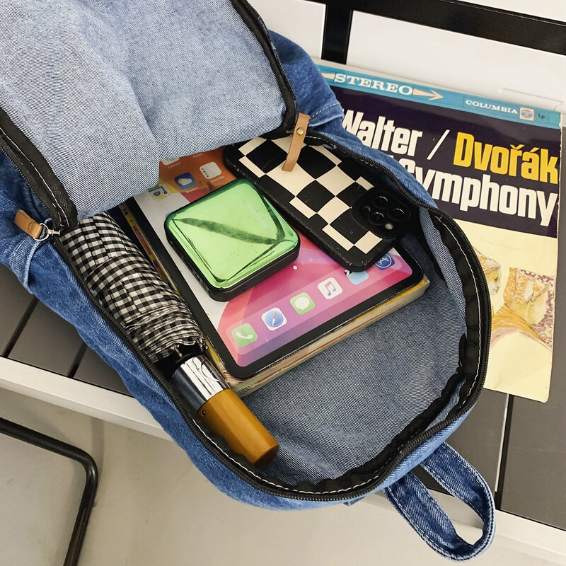 Casual Denim Women Backpack Female Travel Bag Backpacks Schoolbag For Teenage Girls Canvas Bookbag Large Capcity Mochila Bookbag