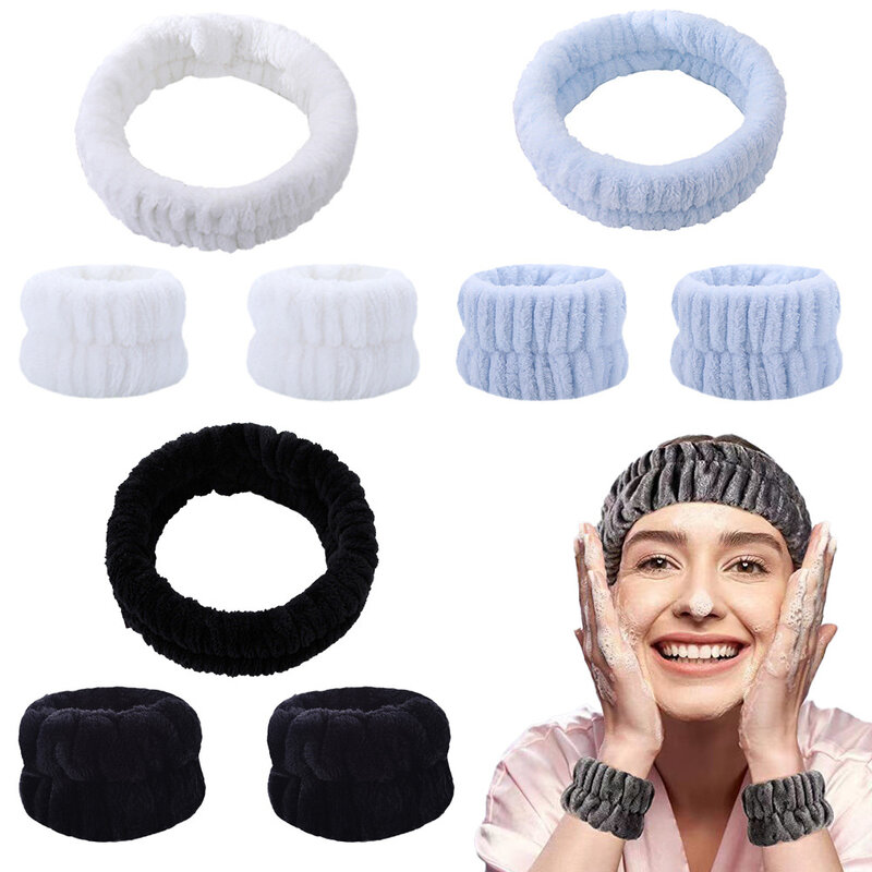 Washing Face Spa Wrist Washband Hair Band Solid Color Microfiber Absorbent Hair Accesories Headwrap Handmade Makeup