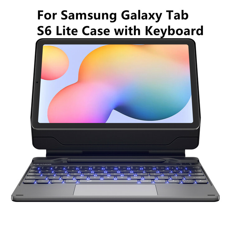 Funda con teclado para Samsung Galaxy Tab S6 Lite, cubierta flotante magnética de 10,4 pulgadas con soporte en voladizo y Trackpad multitáctil