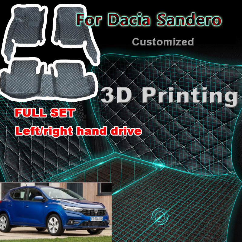 Tapis de sol de Voiture en cuir imperméable, pour Dacia Sandero DJF Hatchback 2021 2022 2023, ensemble complet d'accessoires de Voiture