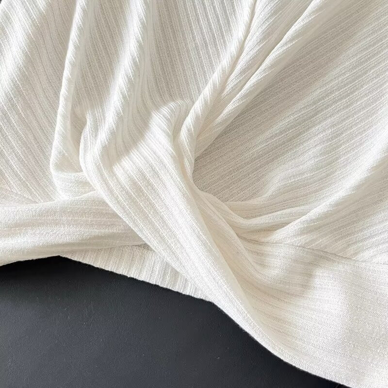 Keyanketian-Camisola feminina sem mangas de linho, pulôver fino, gola O, camisola simples, decoração do nó frontal, moda de lançamento, 2022