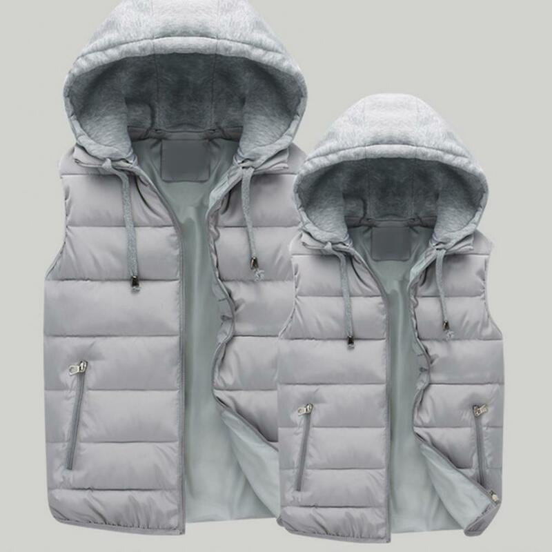 Winter Warm Vest Waterproof Men's Hooded Winter Vest with Zipper Closure for Cold Sleeveless Casual Jacket for Autumn Warm