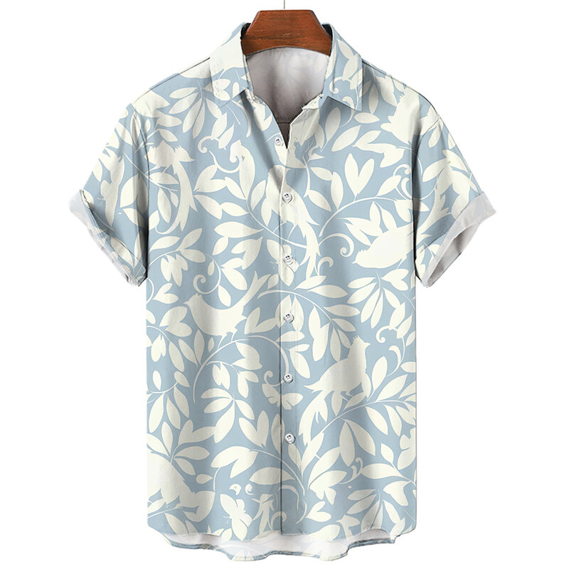 Camisas florais de manga curta masculinas, roupas havaianas, tops soltos, feriado, à beira-mar, social, lapela, 3D Print, vintage, verão, 2023