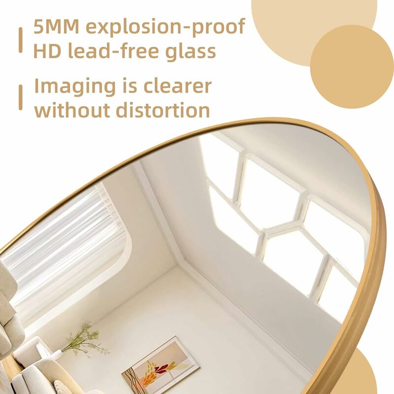71x32 Arched Full Length Oversized Floor Mirror with Stand Gold Aluminum Body Dressing Mirror Full Body Mirror Bedroom