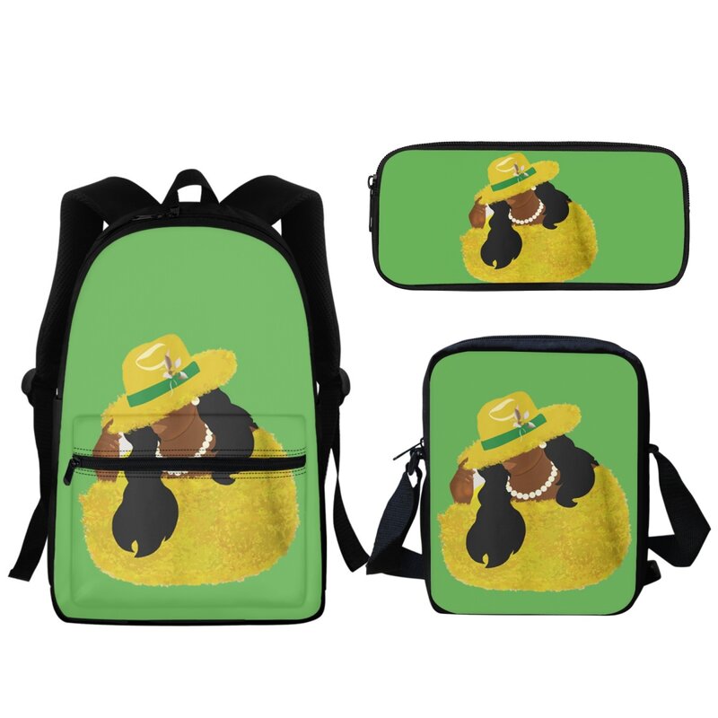 3Pcs Chi Eta Phi Sorority Boy Girl Backpack School Bag Children Student Gift BookBag Fashion Lunch Small Satchel Bag Pencil Case