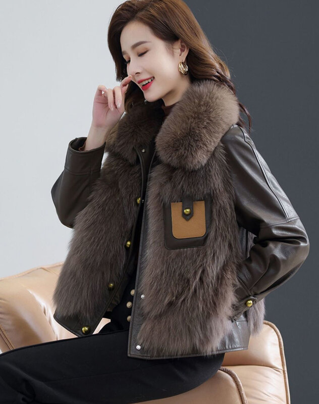 Cappotto invernale da donna in finta pelliccia donna 2023 nero corea intensificamento scaldacollo in pelliccia a cappotto giacche finte in pelle di pecora donna