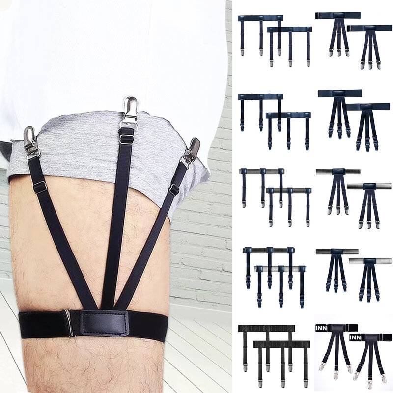 Camisa Negra clásica para hombre, cinturón con Clips de bloqueo antideslizantes para mantener la camisa en la pierna, suspensorio para el muslo, accesorio de negocios, gran oferta