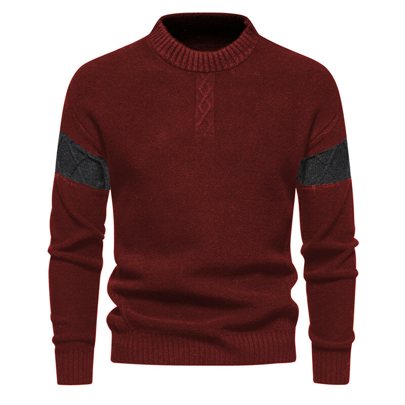 Men's Autumn and Winter New Solid Color Versatile Knitted Sweater Twisted Flower Color Matching Casual Sweater