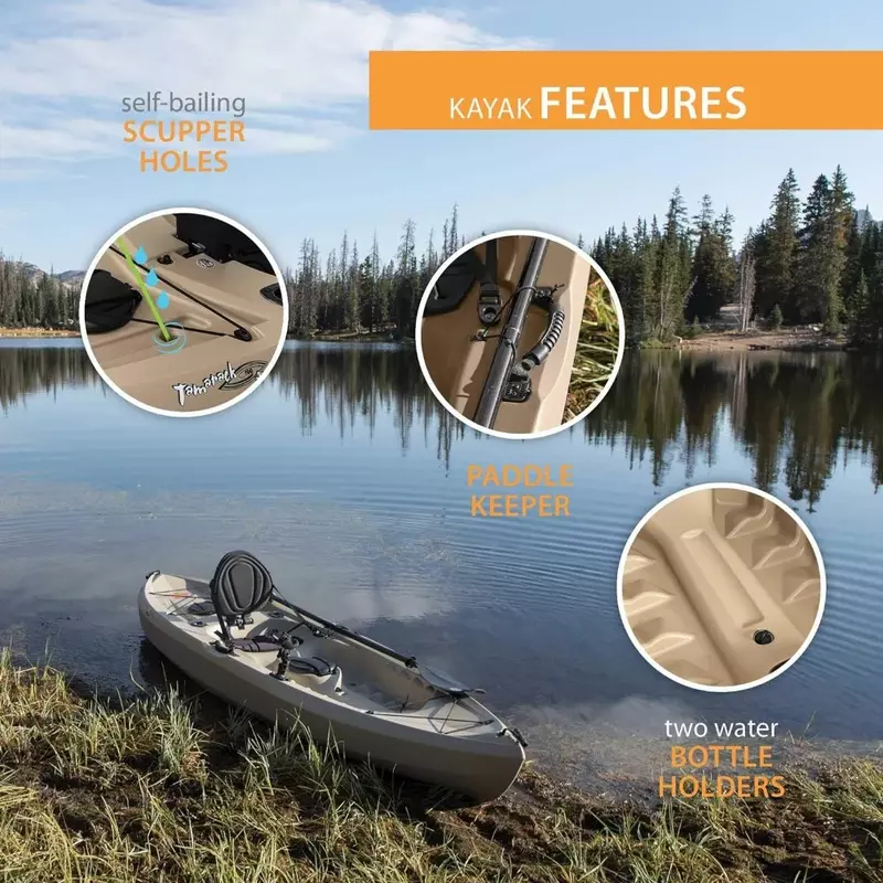 Fishing Kayak, flush mounted fishing pole holders,f uv-protected high-density Polyethylene, Fishing Kayak
