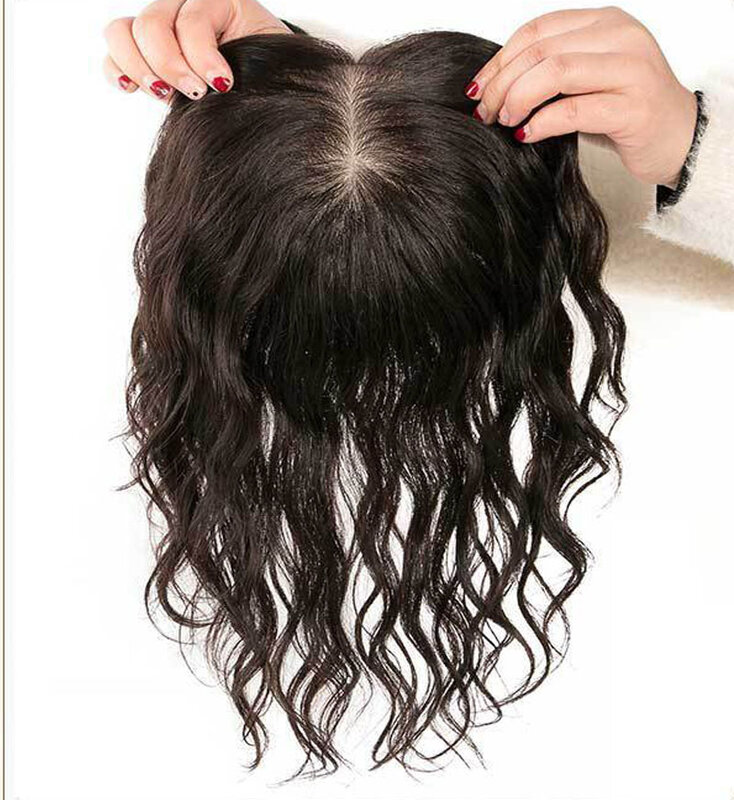 Topper de cabello humano Marrón Natural transpirable para mujer, peluquín brasileño virgen, piezas de cuero cabelludo, capa superior, Pelo Rizado