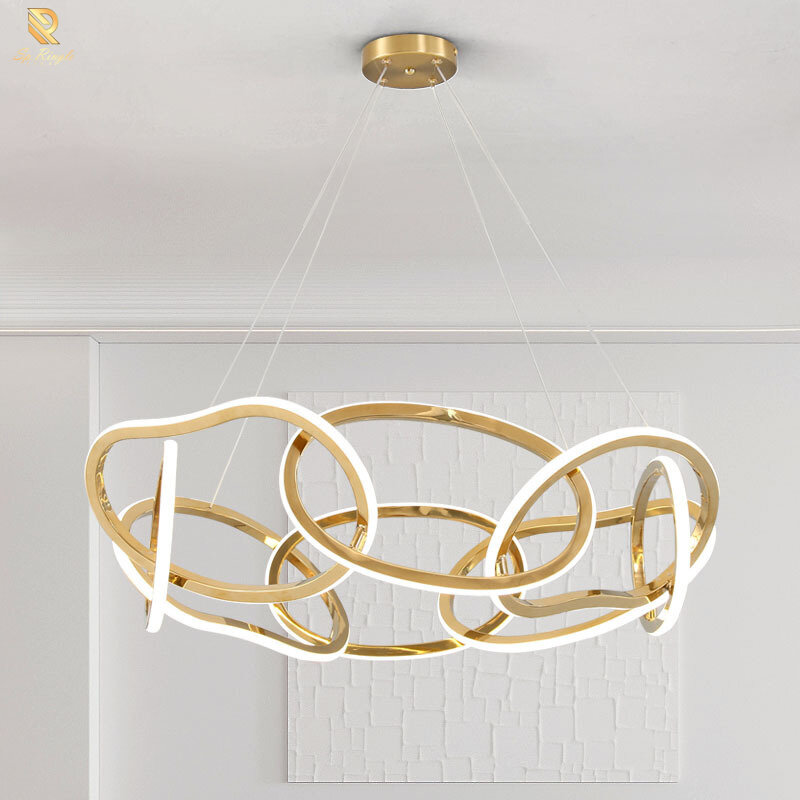 Creative art contemporary living room designer pendant light decorative lighting fixture geometric gold chandelier