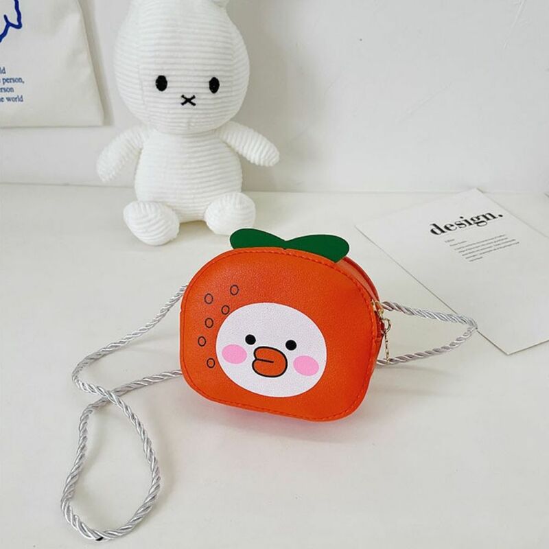 Миниатюрная сумка с изображением персикового оранжевого мультяшного клубничного ананаса, сумка через плечо, Детский кошелек для мелочи, сумка через плечо