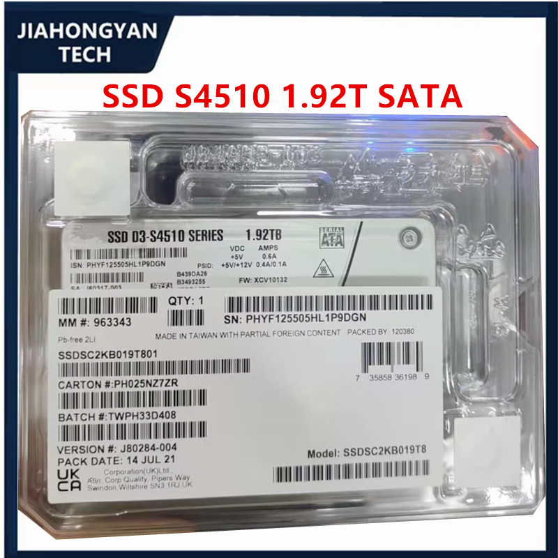 Originele Ssd Voor Intel S4510 240G 480G 960G 1.92Tb Sata3.0 Enterprise Solid State Ssd Desktop