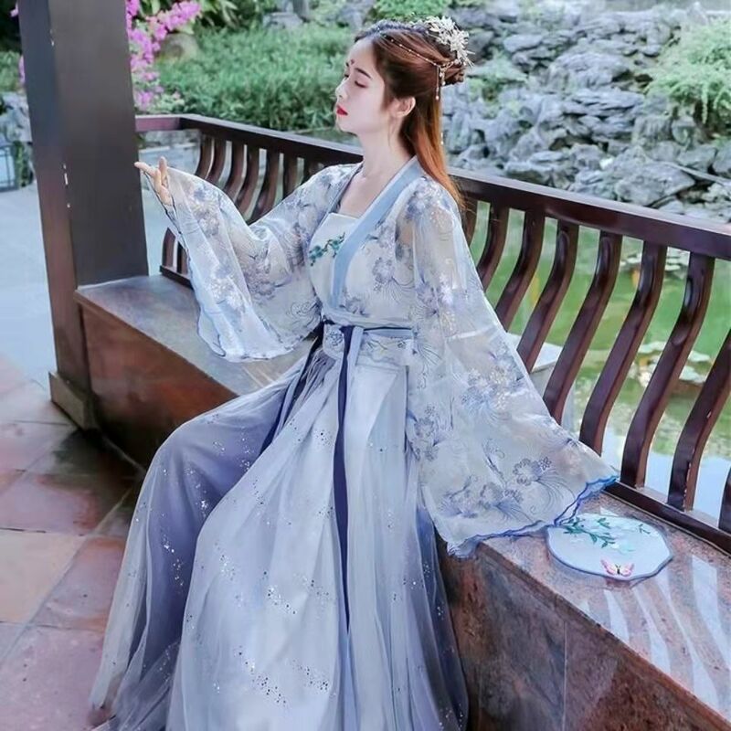 2022แบบดั้งเดิมผู้หญิงดอกไม้ Hanfu ชุดโบราณจีนที่สวยงาม Dance Hanfu Originale เจ้าหญิง Tang Dynasty Robe