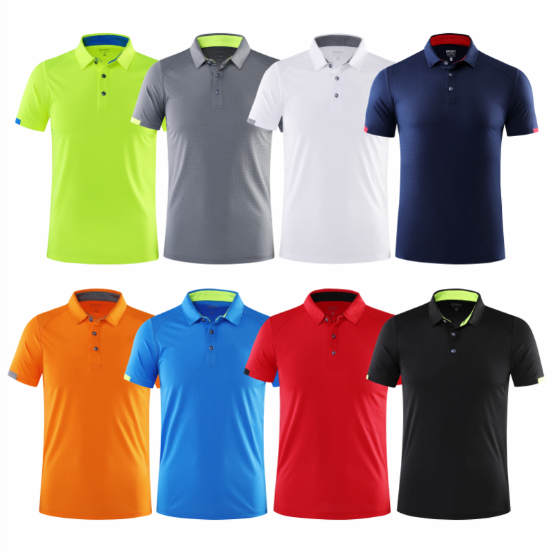Быстросохнущая рубашка-поло с коротким рукавом, брендовая дышащая спортивная рубашка-поло с коротким рукавом и отворотом для фитнеса, 8 цветов, большие размеры