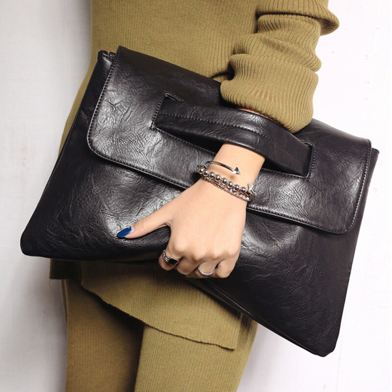 Moda feminina Envelope Clutch Laptop Bag Alta qualidade Leather Messenger Bags para as Mulheres Tendência Bolsa Grande Senhoras Embreagens