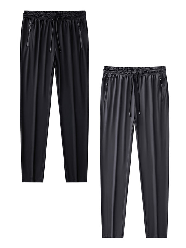 Sum- calça esportiva masculina de nylon, nylon casual longa e reta com bolsos em zíper, tecido elastano, 8, 2022