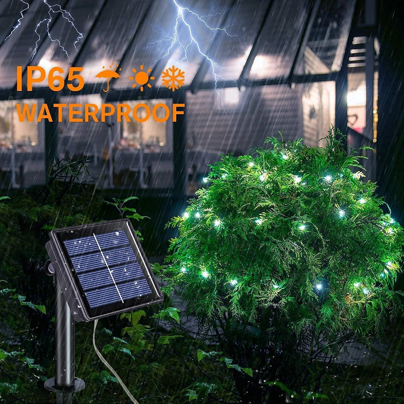 Lampu LED tenaga surya 42M400Leds, lampu hias luar ruangan dekorasi taman, lampu Peri Natal tahan air