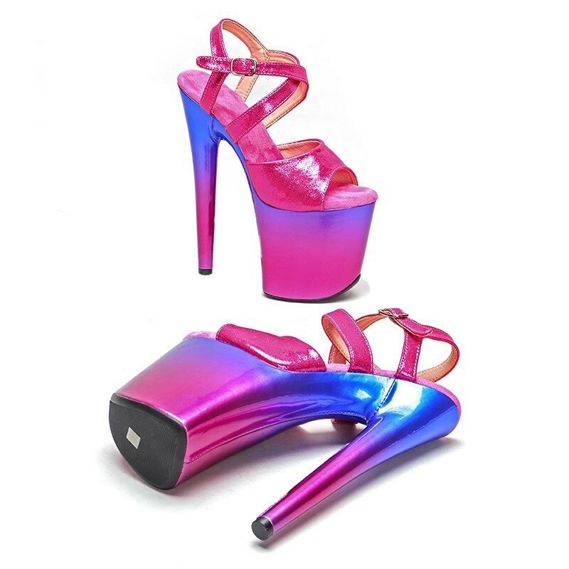 Sandalias de plataforma de tacón alto exótico para mujer, zapatos de baile en barra, Sexy, parte superior de PU de 20CM/8 pulgadas, 192