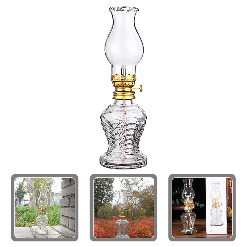Lâmpada de querosene ao ar livre para uso interno, lanterna de mesa Home vidro recarregável, jantar cena, lâmpadas de óleo, novo, 2024