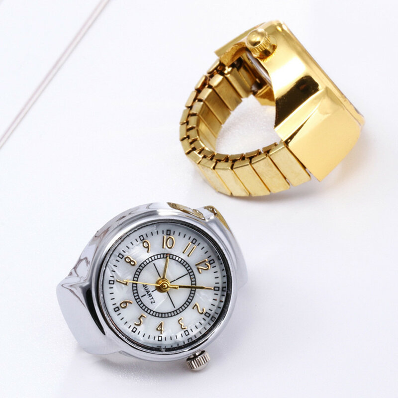 Punk Quartz Analog Round Dial Watch Creative Steel Cool Elastic Quartz Finger Ring Watch Popular Couple Ring Watch Reloj