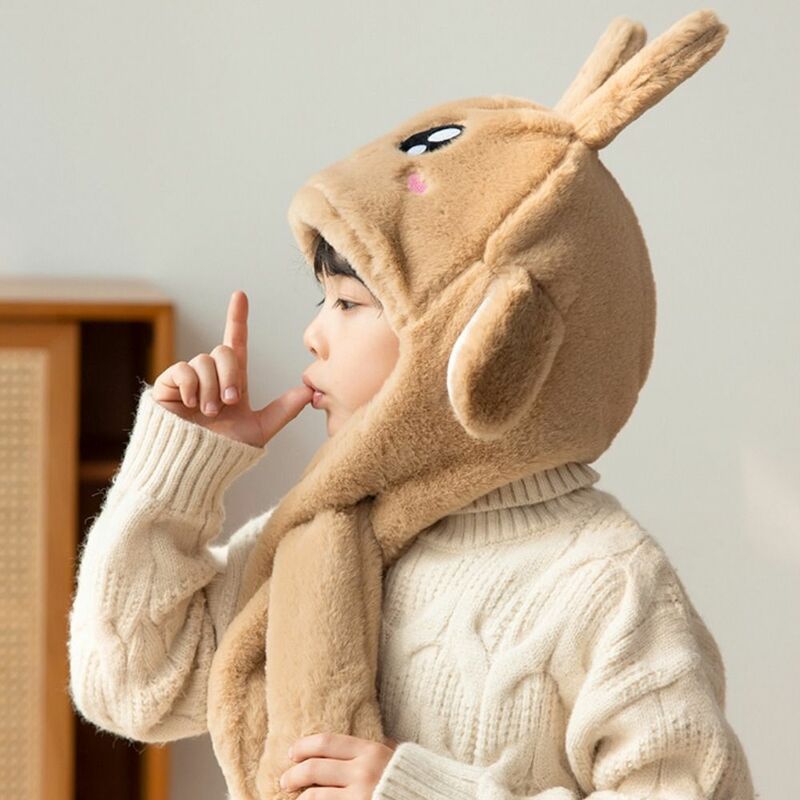 Плюшевые шапки для прыжков с ушами, ветрозащитные шапки с ушами кролика, милые шапки с ушами кролика, Необычные плюшевые зимние шапки для детей