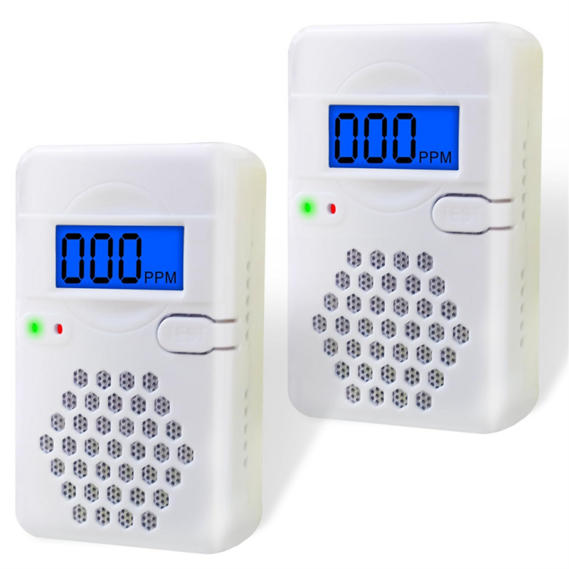 Koolmonoxidedetectoren, Draagbaar Co-Alarmdetectorapparaat Met Led Digitaal Display Voor Thuis, Op Reis, 2-pakket