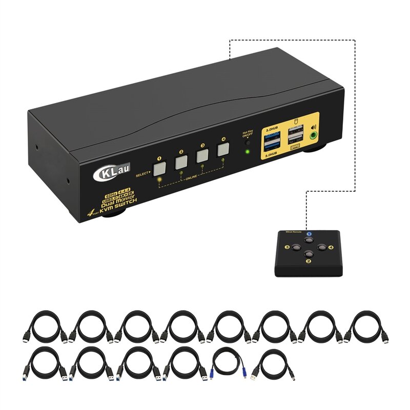 Commutateur KVM HDMI, 2 ports, double moniteur, affichage étendu, USB CKL, commutateur KVM avec Audio + 2 sorties HDMI, clé de moniteur PC 4K @ 30Hz