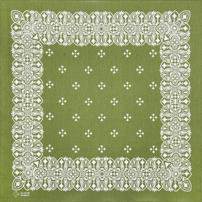Pañuelo cuadrado de algodón verde oliva para hombre y mujer, pañuelo de alta calidad con estampado de ancla, estilo Hip Hop, Unisex