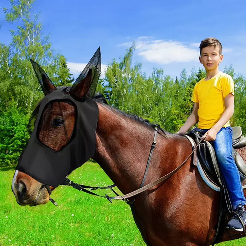 Maska końska akcesoria jeździeckie twarz konia osłona przeciw komarom przeciw owadom z latającym koniem maska na twarz Mesh Fly osłona ochronna