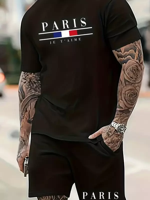 2024 New Men's T-Shirts Set Cotton Brand Quality Shorts Tracksuit 2 Piece Outfits Fashion Print Summer Man Clothing Streetwear