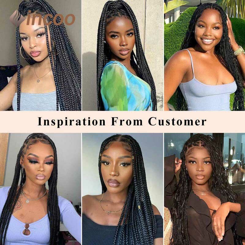 36 Inch Braided Wig  Jumbo Knotless Box Full Lace Frontal Wigs For Women Synthetic Transparent Lace Cornrow Braids Lace Wigs