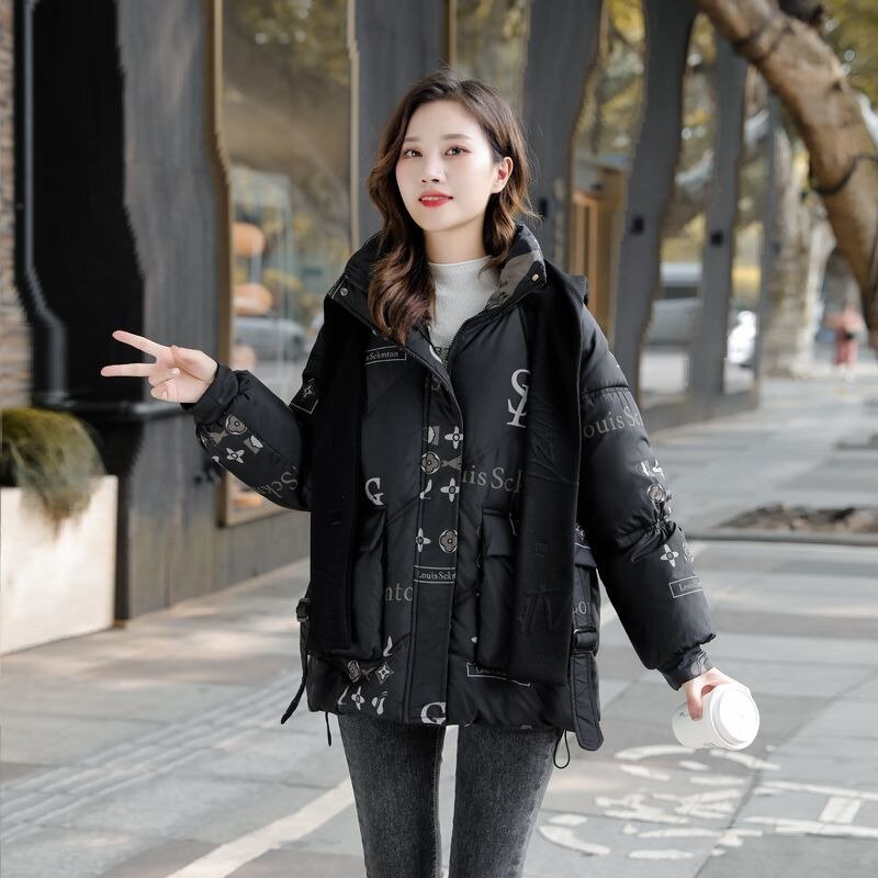 여성용 다운 코튼 코트 겨울 재킷, 중간 길이 버전 파카, 루즈 두껍고 따뜻한 외투, 후드 패션 오버코트, 2023 신상