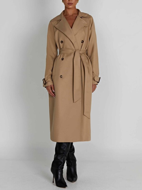 Frauen lässig Trenchcoat Zweireiher Langarm Wind jacke Jacke mit Gürtel Streetwear Oberbekleidung