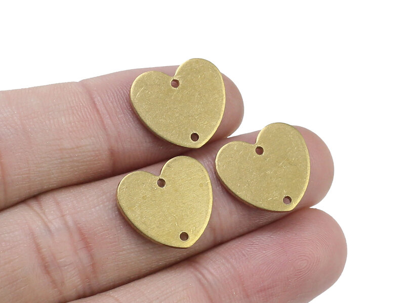 Boucles d'oreilles en laiton, 20 pièces, breloques en forme de cœur, connecteur, 15x13.4x1mm, R983