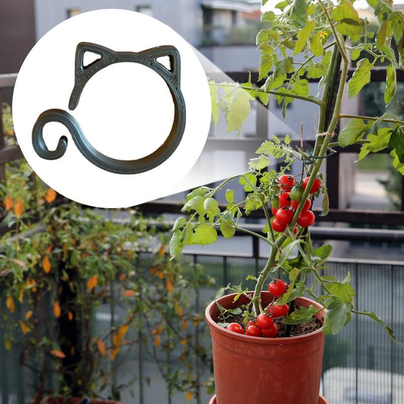 Clips de soporte para tomate en forma de gato, herramienta de soporte para plantas de jardinería, uva y tomate, vid y verduras
