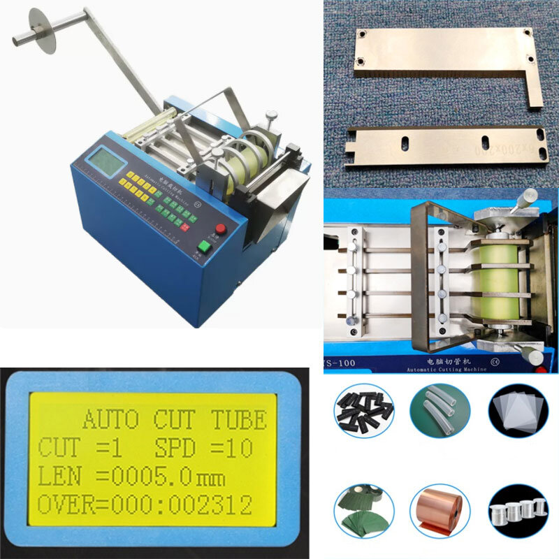 Auto Heat-shrink Tube Cable Pipe Cutting Machine Automatic Cable PVC Pipe Cutter 110V/220V 0-100mm 350W