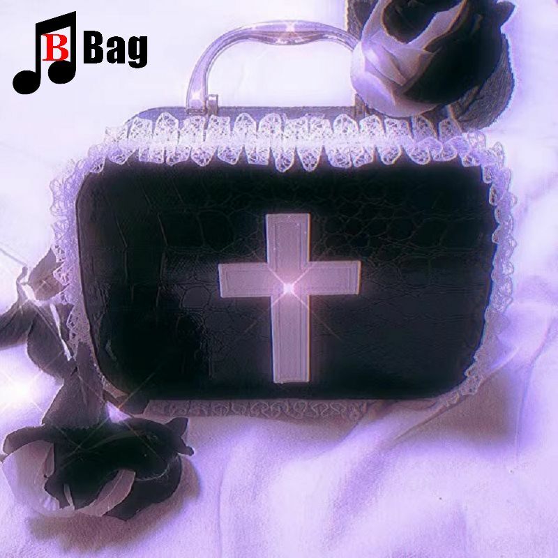Y2K bolso de mano gótico para mujer y niña, bolsa de mano Punk de PU Harajuku, bolso de encaje cruzado, bolso de maquillaje Lolita