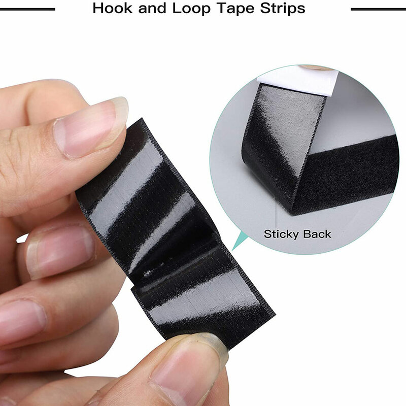 1Meter Hook and Loop Strips with Adhesive Strong Self Adhesive Fastener Double-Side Mounting Tapes for Home and Office 16-110mm